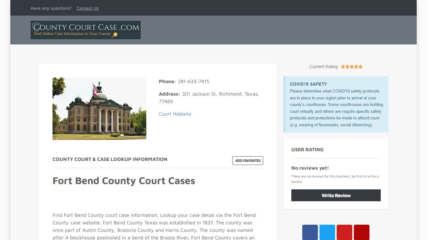Fort Bend County | County Court Case Search & Lookup | CountyCourtCase ...